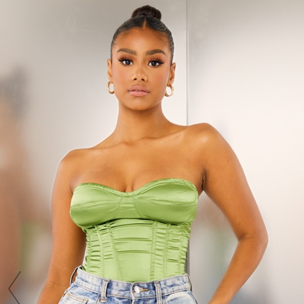 NEW Green Satin Corset